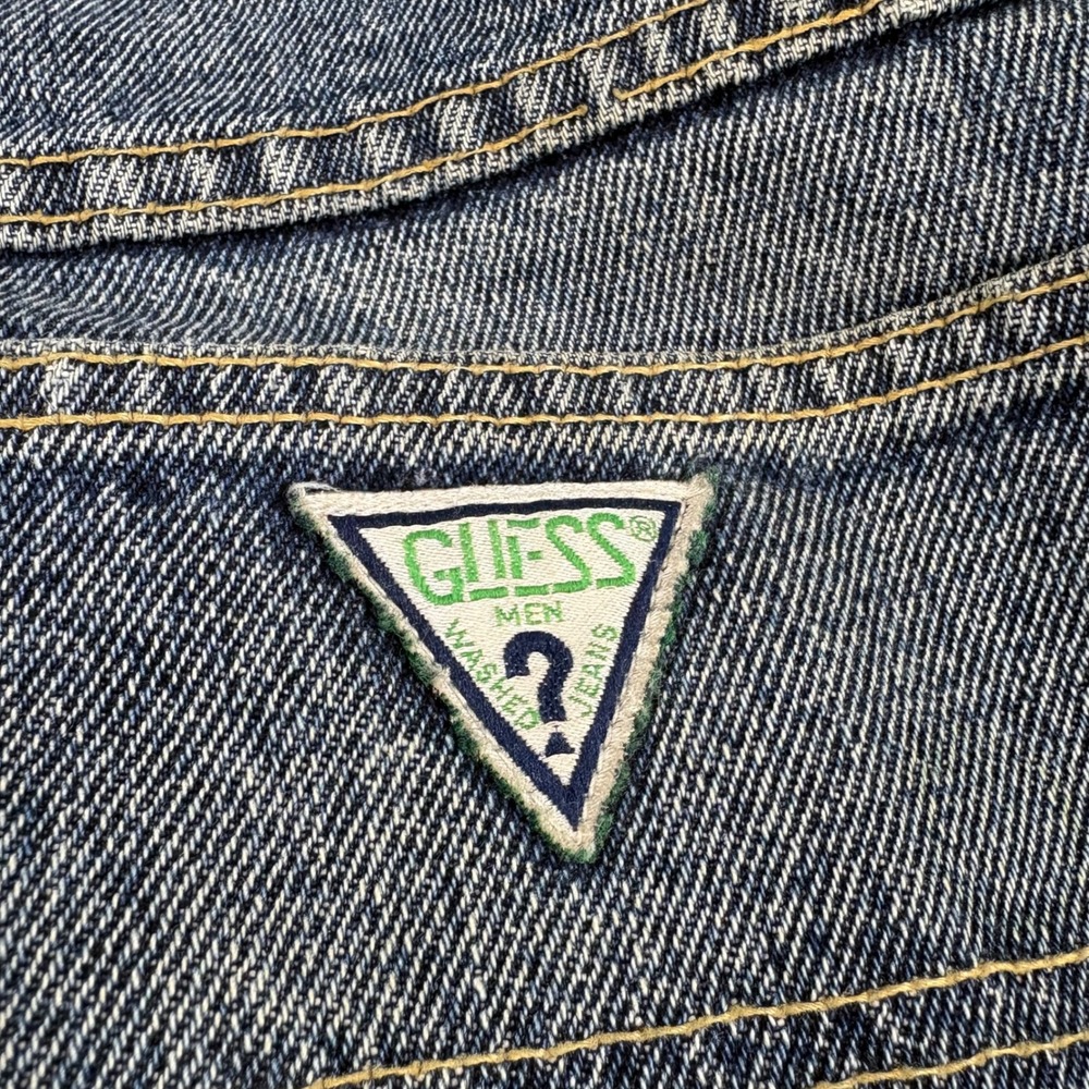 Vintage Guess Jeans Georges Marciano Mens 34 Blue Denim Contrast Trim USA 90s - Picture 13 of 13